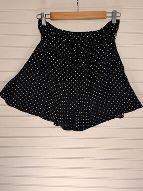 Zara Black Polka Dot Tie-Waist Skort, Size M